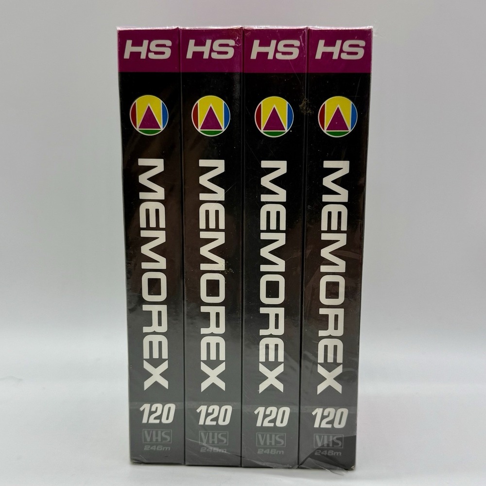 Blank VHS Video Tapes 4 Pack of Memorex‎ T-120 High Standard Brand New Sealed